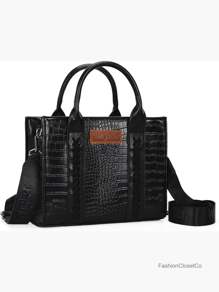Faux Leather Tote Bag With Whipstitch Detail, Top Handle And Adjustable